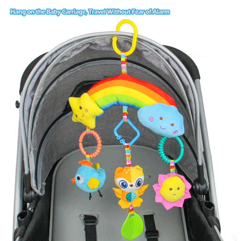 Rainbow Hanging Plush Crib Toys with Teether O137