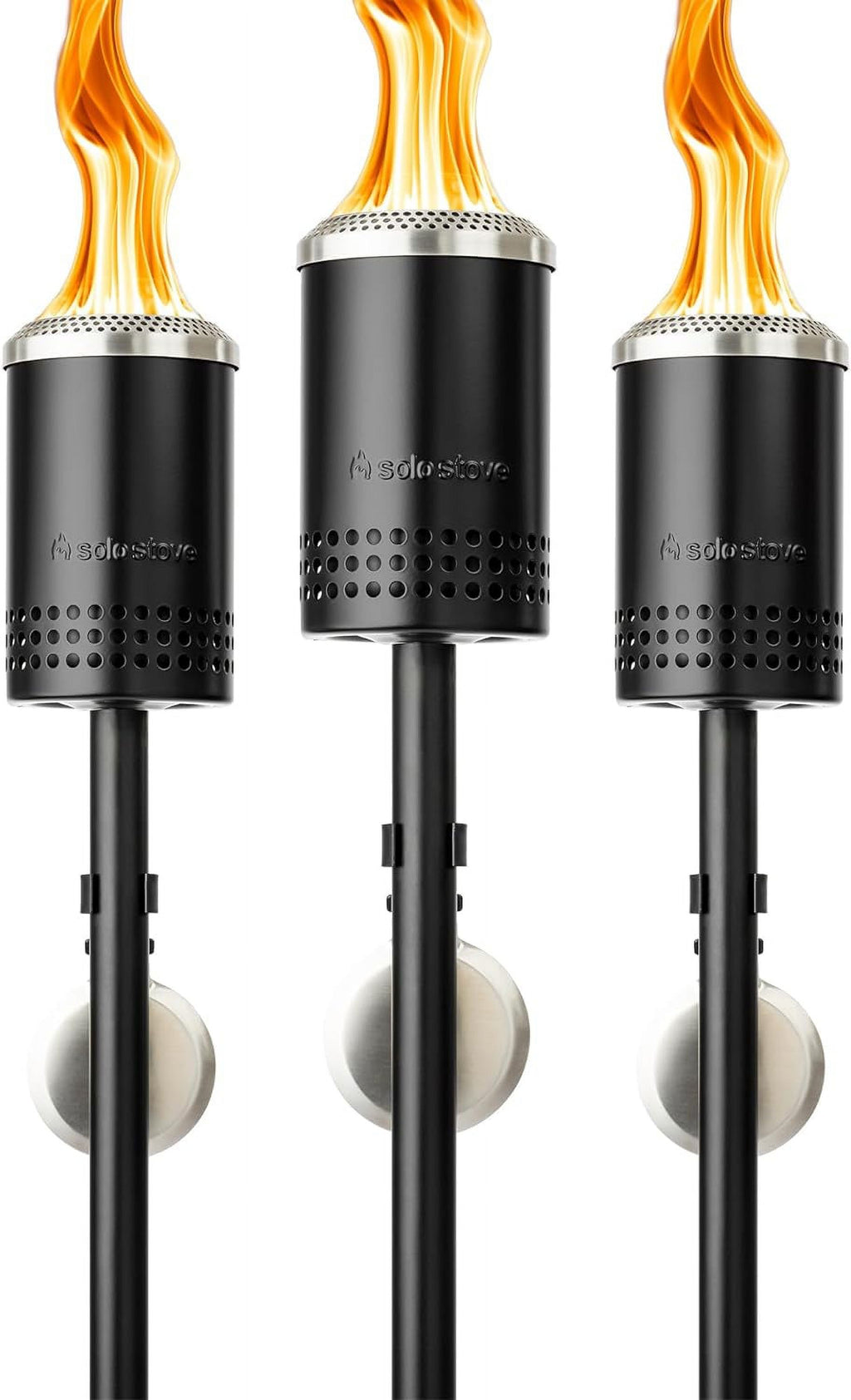 3 Pack Backyard Torches, Cold-Rolled Steel, Adjustable Height 37.75-52.5 in K867429