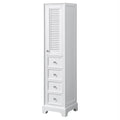 White Linen Tower with Shelved Cabinet Storage and 4 Drawers N24264
