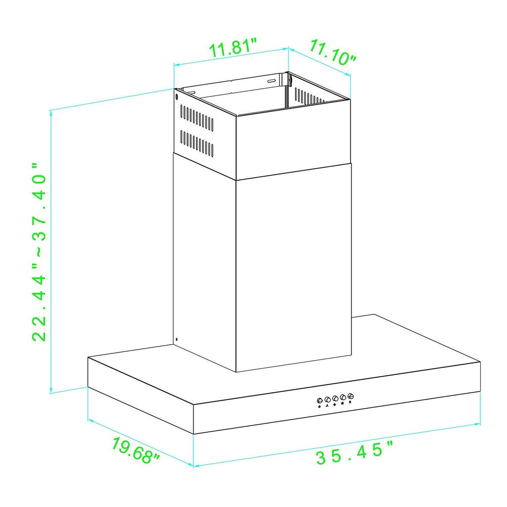 36x22 Stainless Steel Wall Mount Range Hood T4383