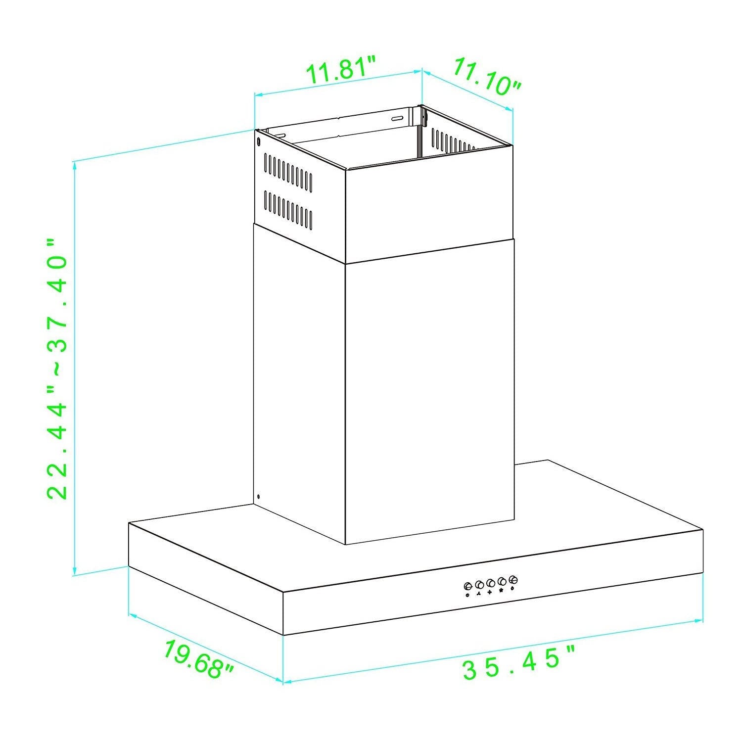 36x22 Stainless Steel Wall Mount Range Hood T4383