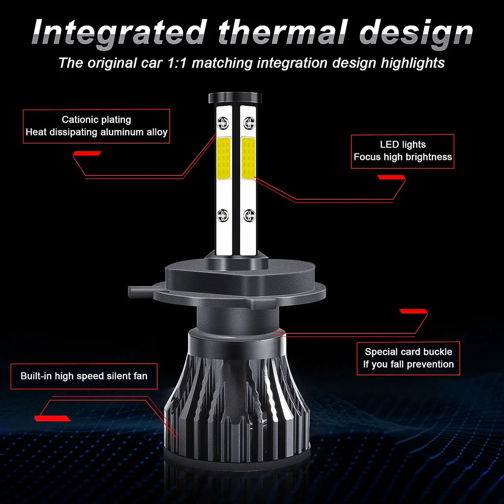 H4 High/Low Beam + H11 Fog Beam LED Headlight Bulbs 6000K Cool White W61528
