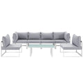 White Grey Fabric Outdoor Patio Sectional Sofa Set V2331