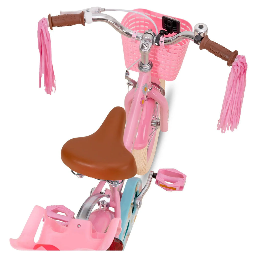 16 inch Kids Bike with Handbrake Training Wheels Basket Pink X100