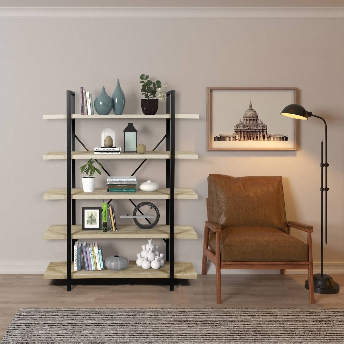 5-Tier Rustic Storage Bookshelf S560