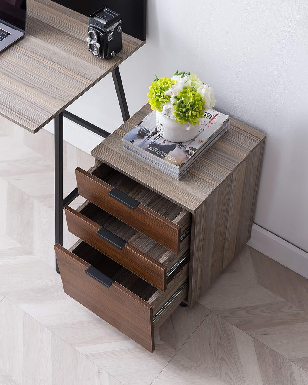 3 Drawer Rolling Wood File Cabinet with Locking Wheels Z160278