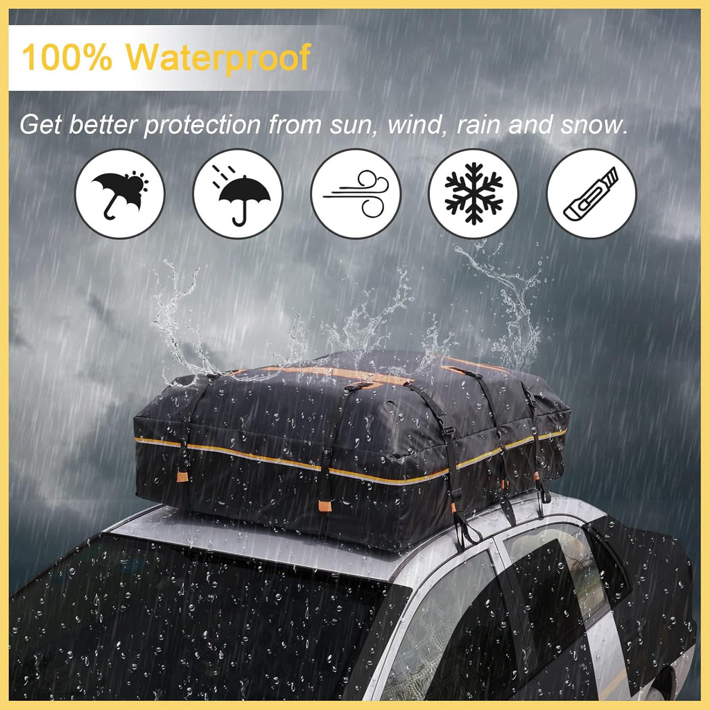 Car Rooftop Carrier Soft Cargo Box 20 Cubic Feet Waterproof Roof Bag with Reflective Strip W270