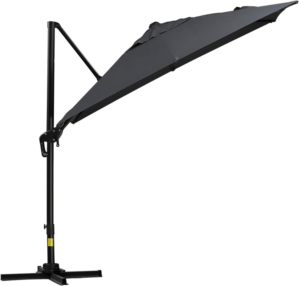 Gray 8ft Square Offset Cantilever Patio Umbrella with Cross Base V368463