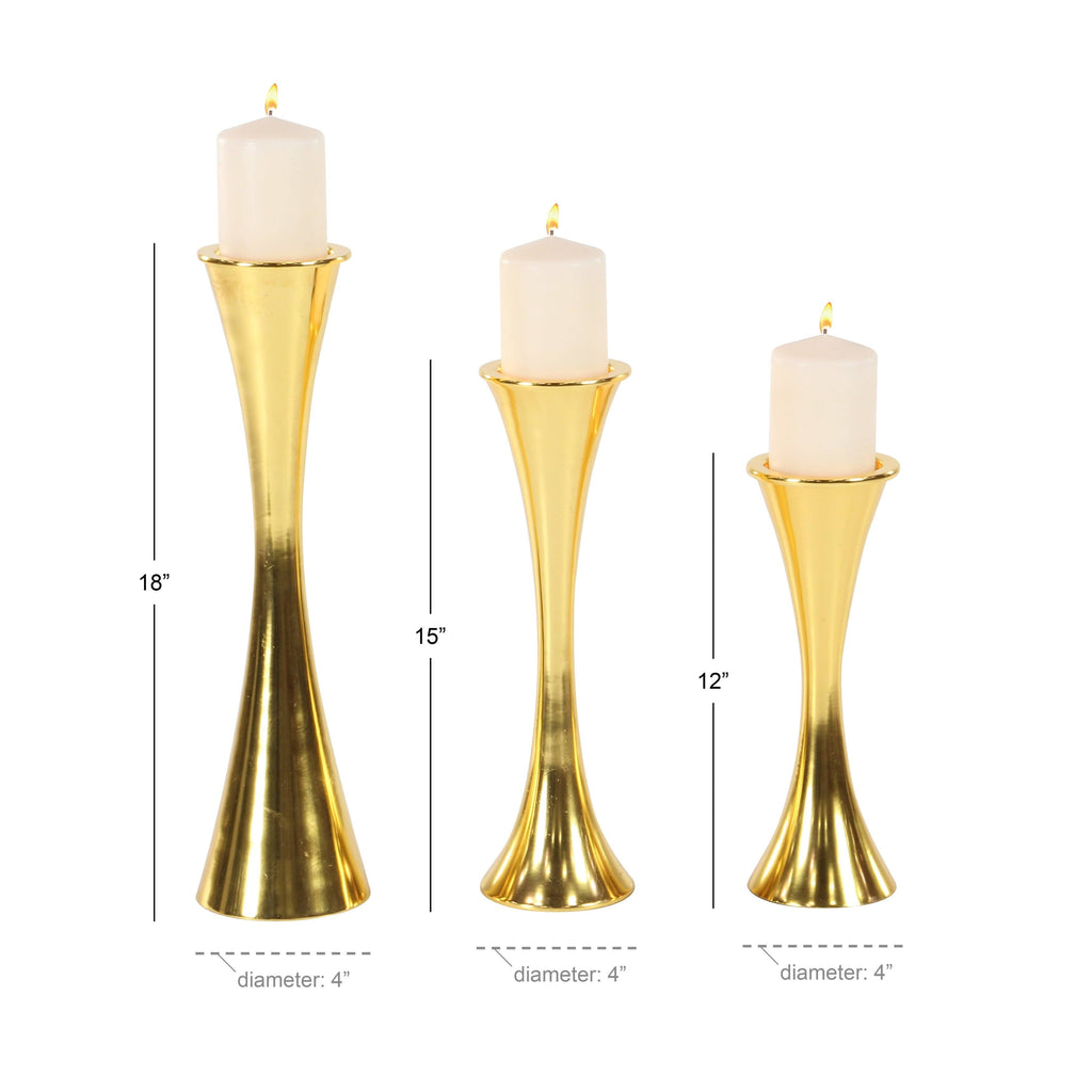 Silver Tapered Aluminum Candle Holders Set of 3 P500