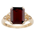 Vintage Style Genuine Emerald-Cut Garnet and Diamond Ring Y95349
