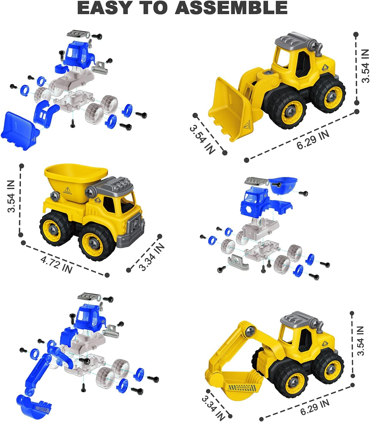 Take Apart Construction Vehicles Truck Toys Set with Drills Z3579
