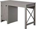 White Writing Desk with Lower Storage Cabinet and Metal Frame V450