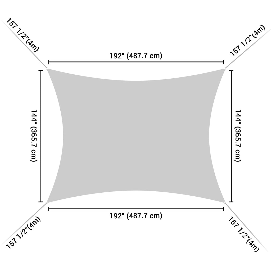 16x12 Ft 97% UV Block Rectangle HDPE Sun Shade Sail Canopy K876