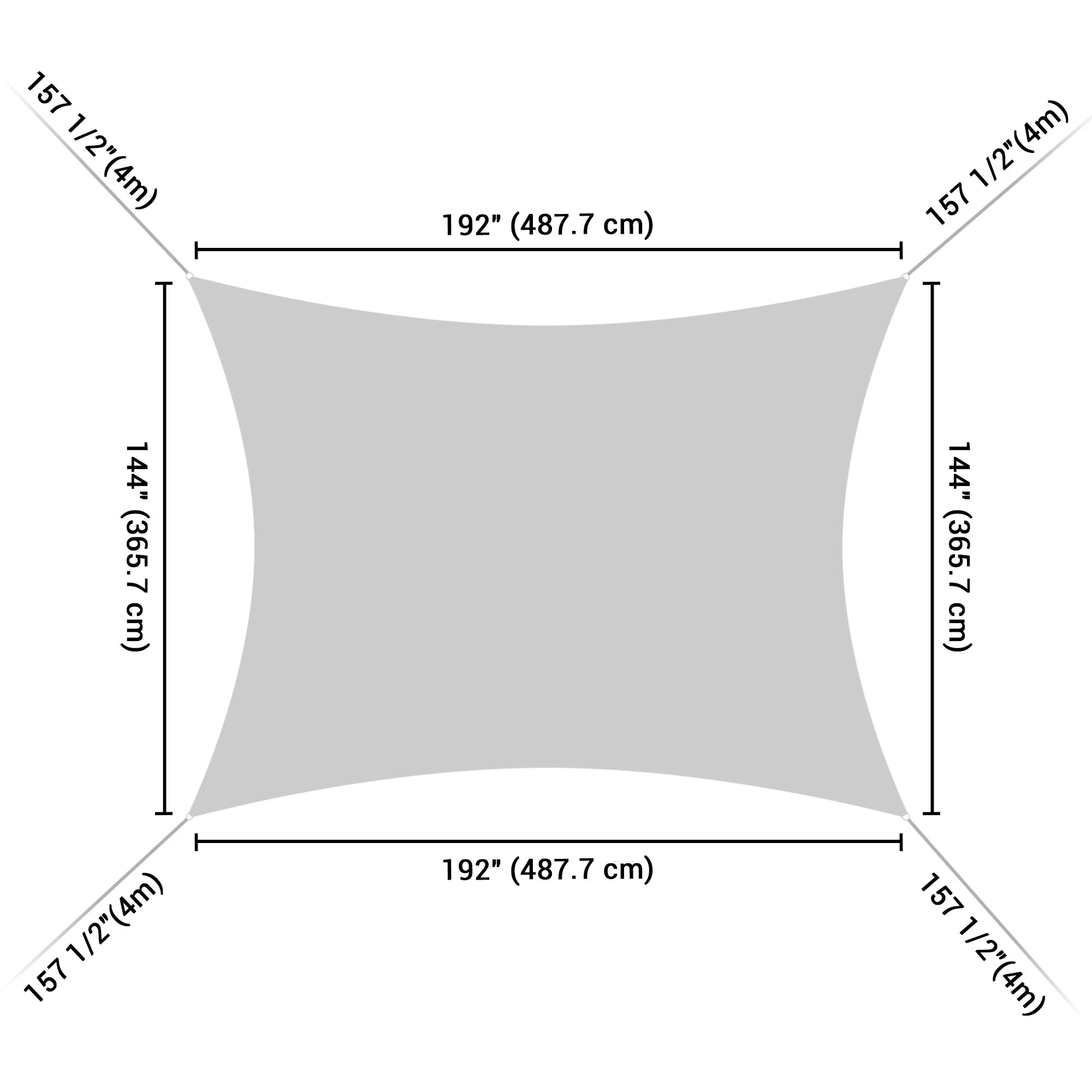 16x12 Ft 97% UV Block Rectangle HDPE Sun Shade Sail Canopy K876