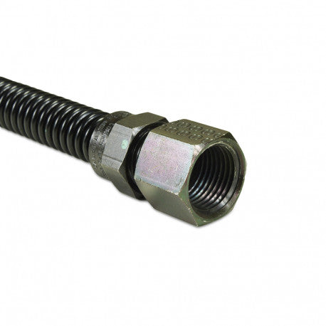24" Black Stainless Steel Gas Fireplace Connector, 1/2" MIP x 1/2" FIP, 3/8" ID N1975