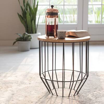 Black Solid Wood Frame End Table F6636