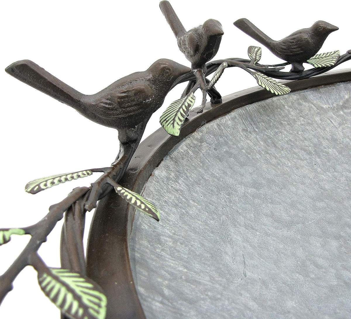 Galvanized Birdbath with Cast Iron Bird Accents X882764