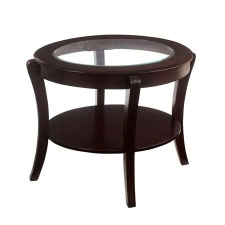 Espresso Glass Top End Table A1291