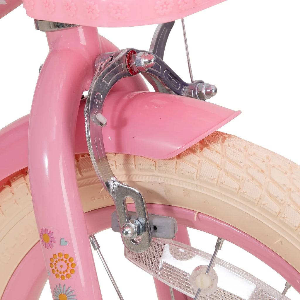16 inch Kids Bike with Handbrake Training Wheels Basket Pink X100