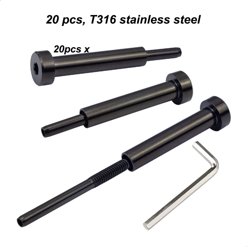 Black Steel Cable Railing Hardware Kit, Swage Tensioner 20 Pcs E512