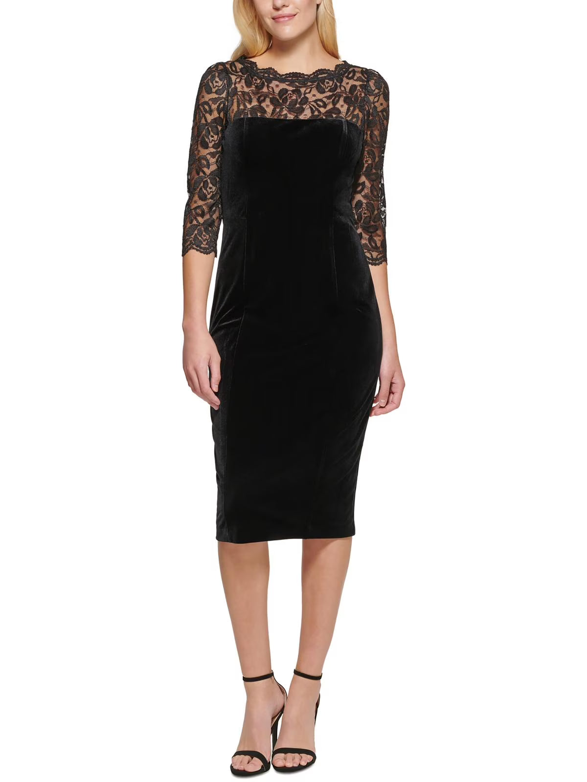 Velvet Lace Front Cocktail Dress Y253