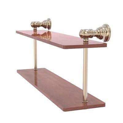 2 Piece Solid Wood Tiered Shelf with Towel Bar D93366