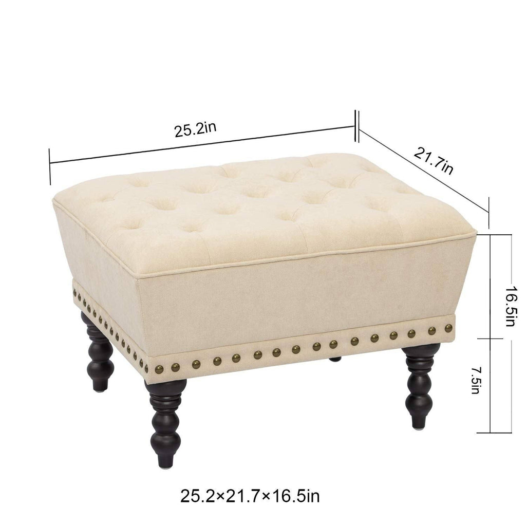 Ottoman Footstool with Nailhead 17 Inches High G821227