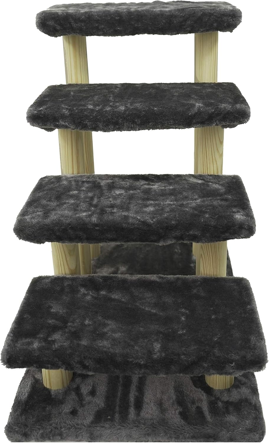 4-Step Wooden Pet Stairs with Detachable Carpet Y55692