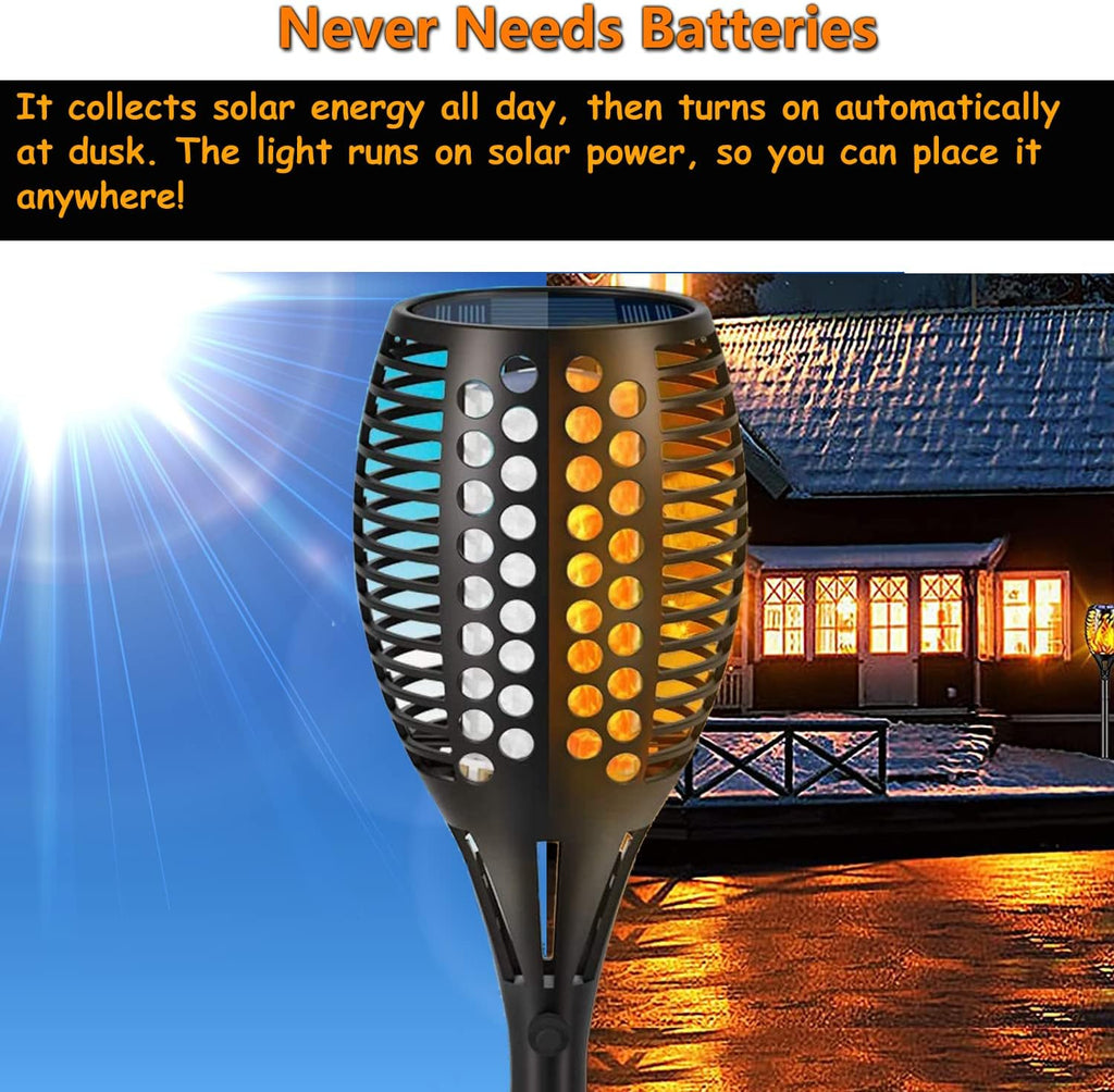 Upgraded Larger Solar Torch Lights, Waterproof Outdoor Dancing Flames Lights, Flickering Flames Garden Lights, Landscape Decoration Pathway Patio Lights 43 96 LED (4) L91928