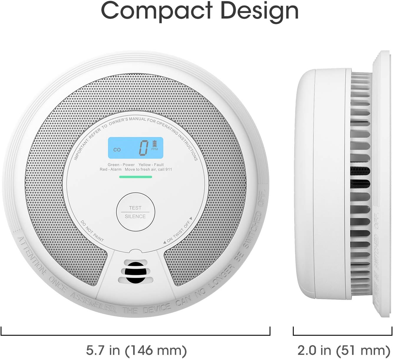 10-Year Battery Smoke Carbon Monoxide Detector Alarm with CO Readings A312501