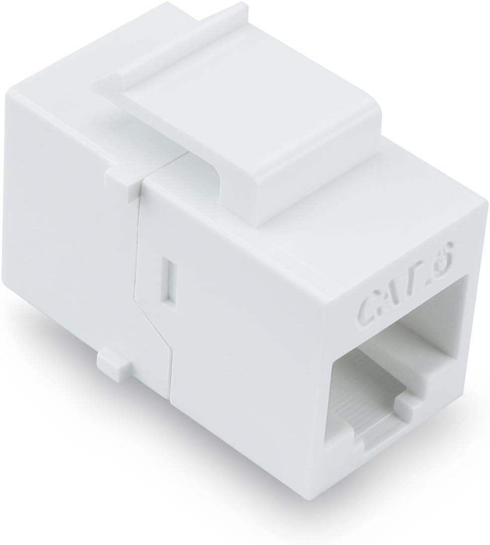 White Pack of 2 Cat6 Keystone RJ45 Couplers V26951