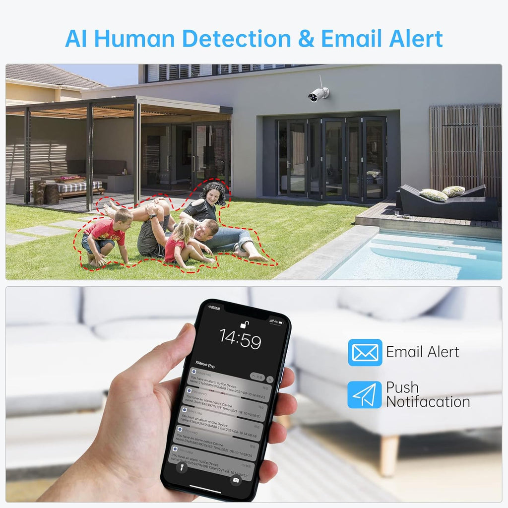 3MP Wireless Security Camera System with Audio, 8CH NVR, 8Pcs 3MP WiFi IP Cameras, 2TB Hard Drive J2792