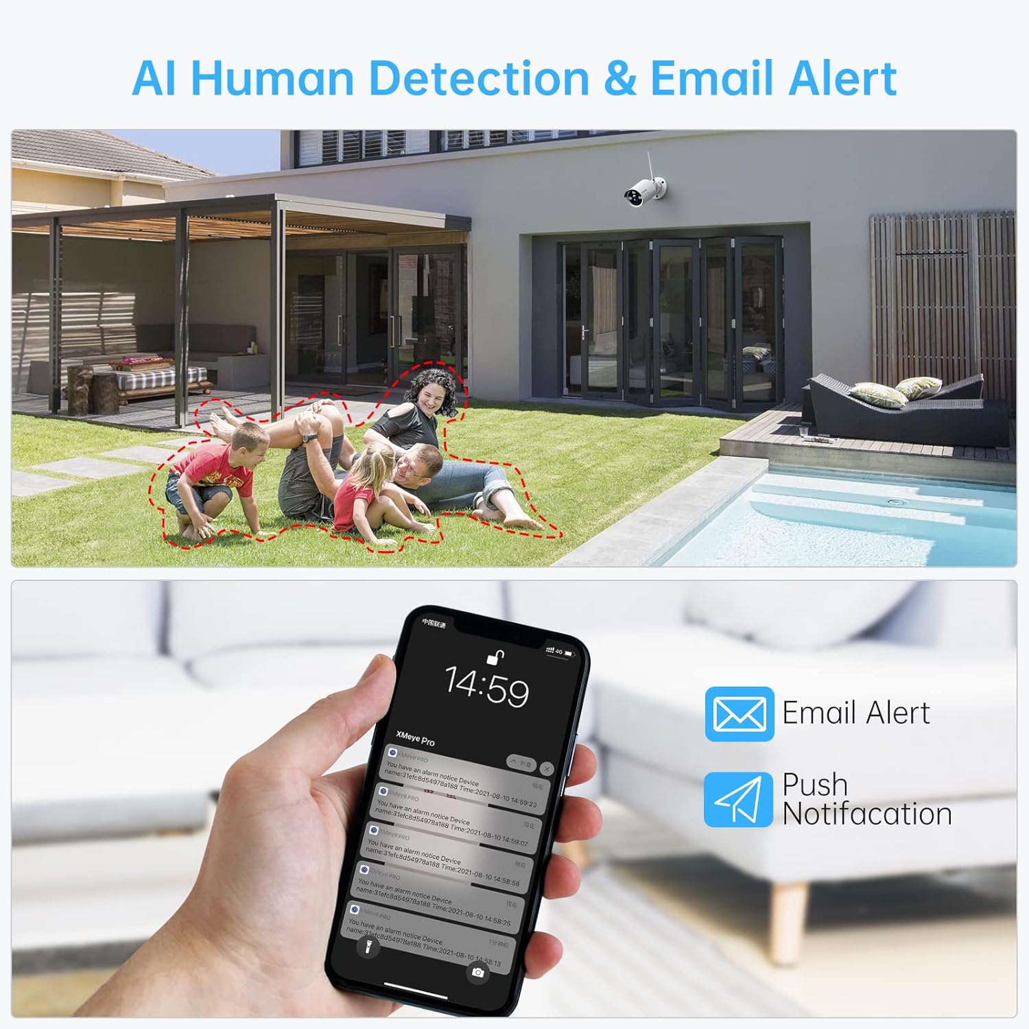 3MP Wireless Security Camera System with Audio, 8CH NVR, 8Pcs 3MP WiFi IP Cameras, 2TB Hard Drive J2792