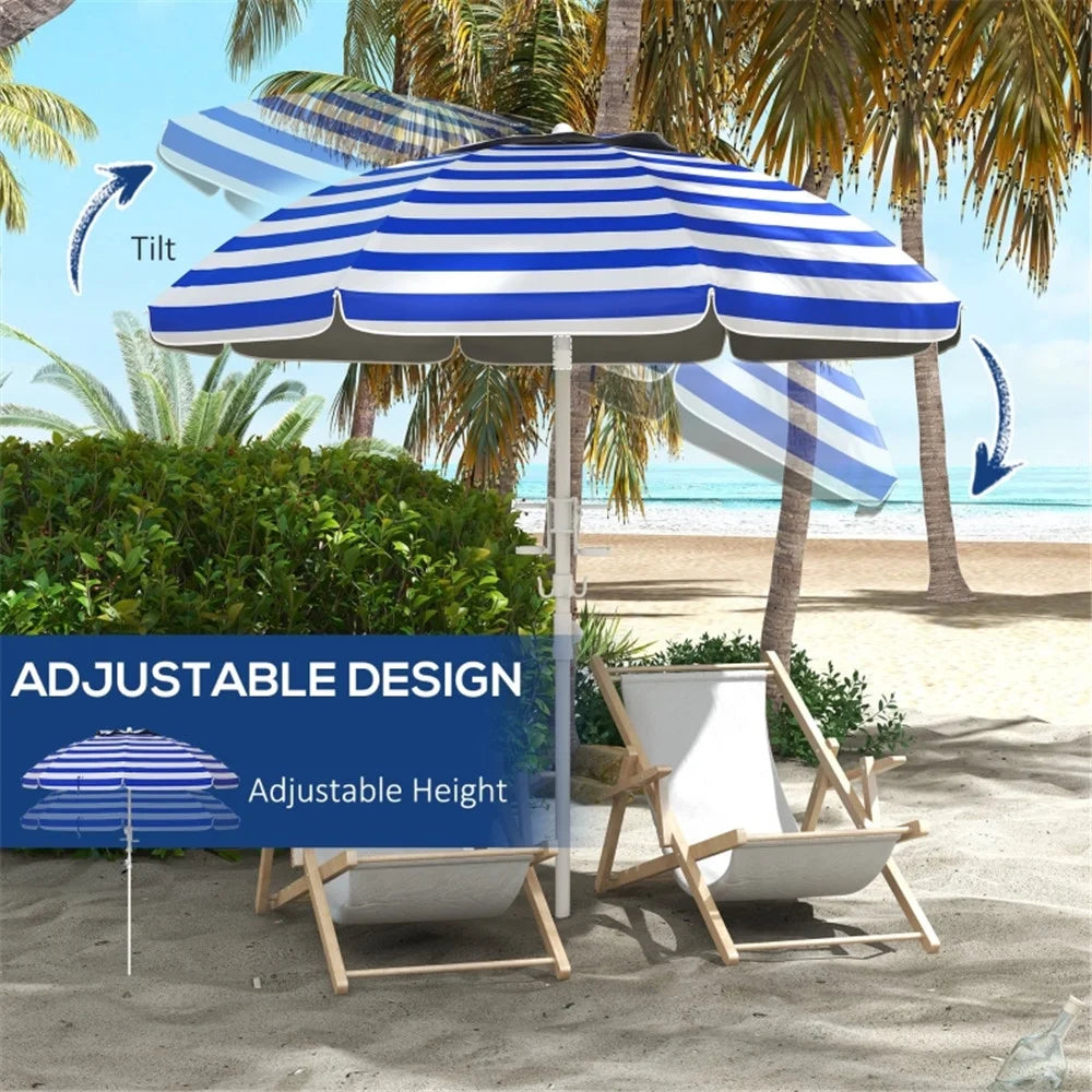 Striped Outdoor Beach Umbrella Parasol J264883