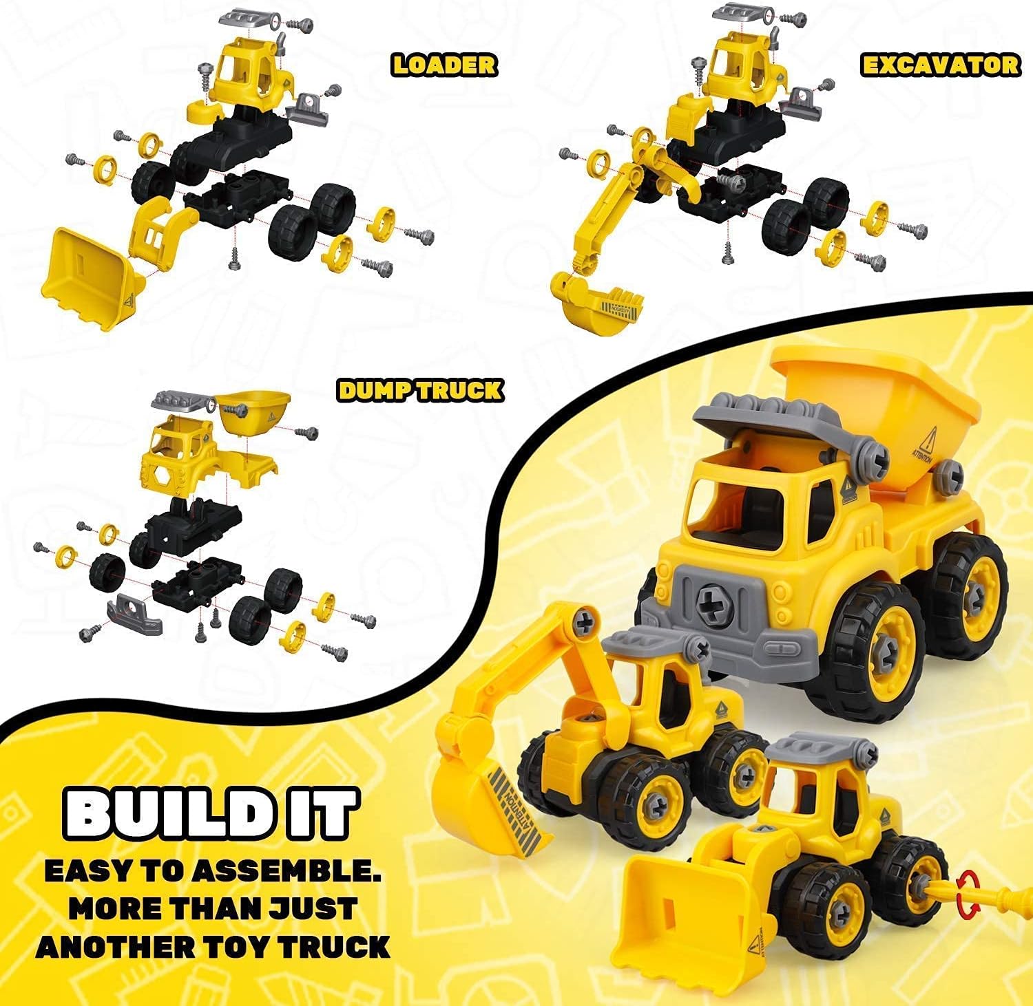 Take Apart Construction Vehicles Truck Toys Set with Drills Z3579