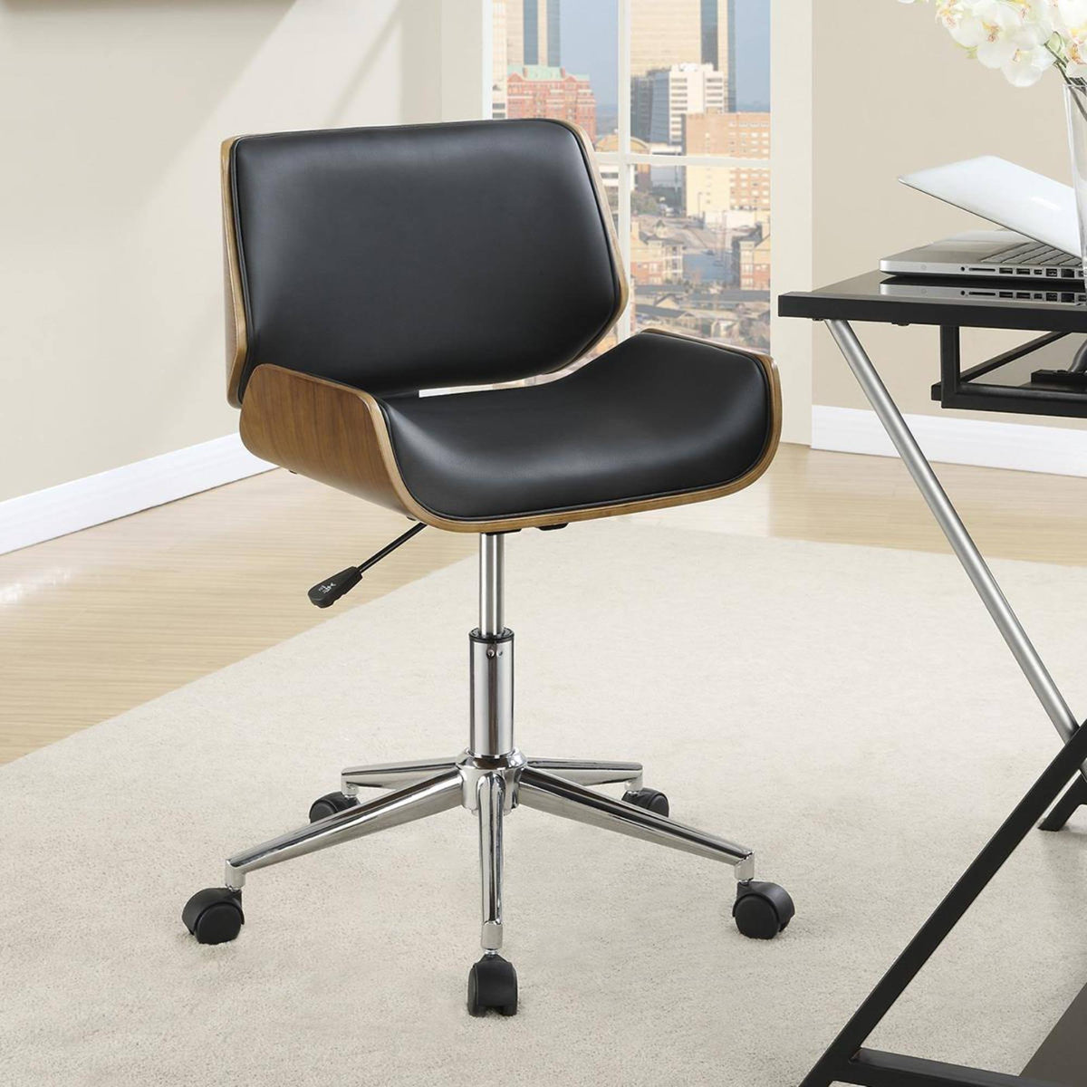 Black Faux Leather Office Chair N782054