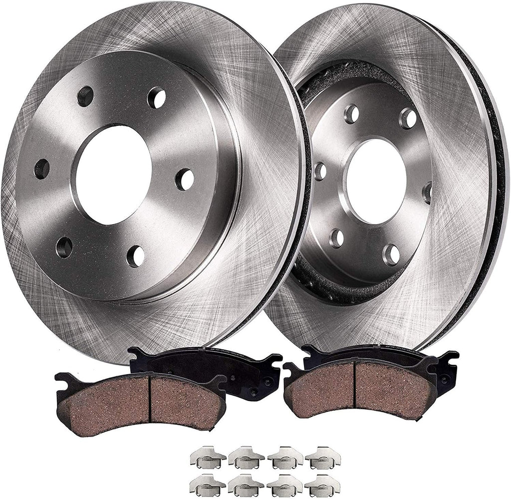 6-Lug Front Disc Rotors Ceramic Brake Pads 4pc Set J2136