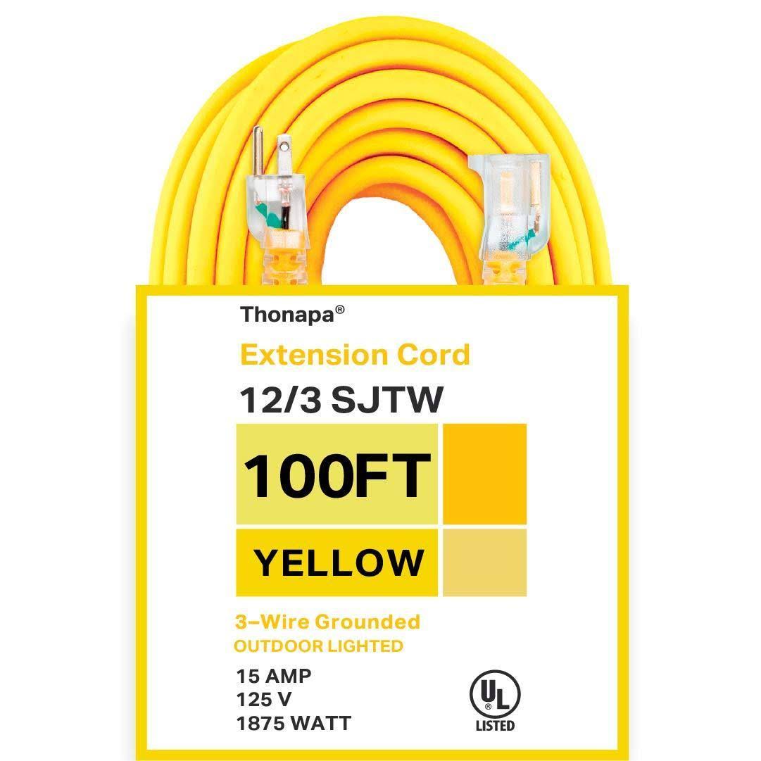 100 Foot 12/3 Heavy Duty Yellow Extension Cord B671654