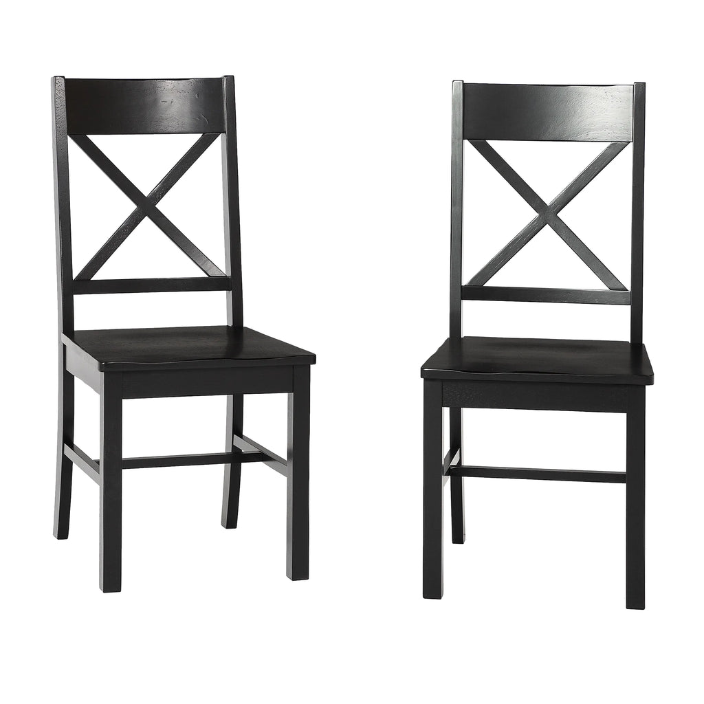 Antique Black Wood Dining Chairs, Set of 2 K828844