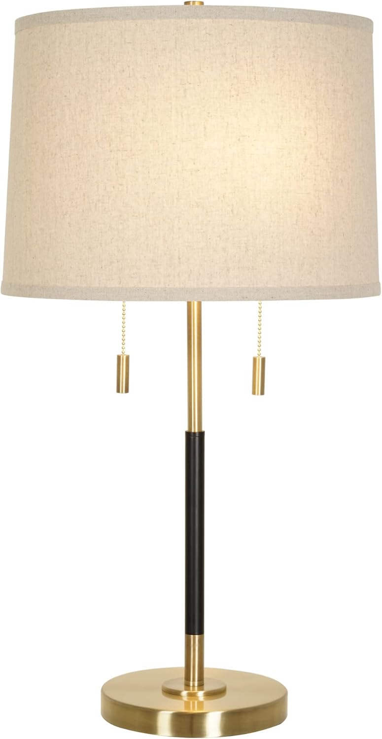 Black & Antique Brass 2-Light Table Lamp Z9035