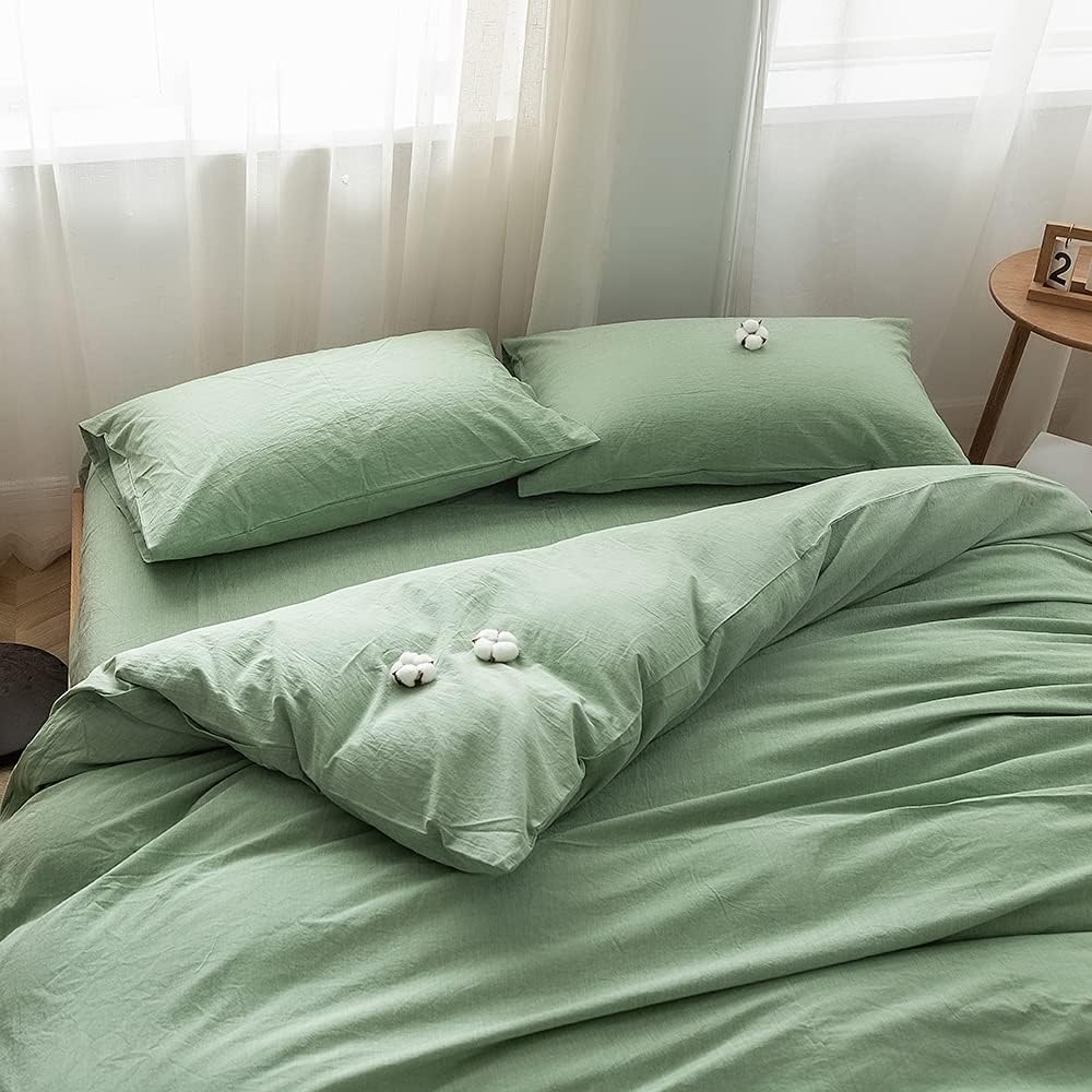 3-Piece Queen Washed Cotton Duvet Cover Set W566