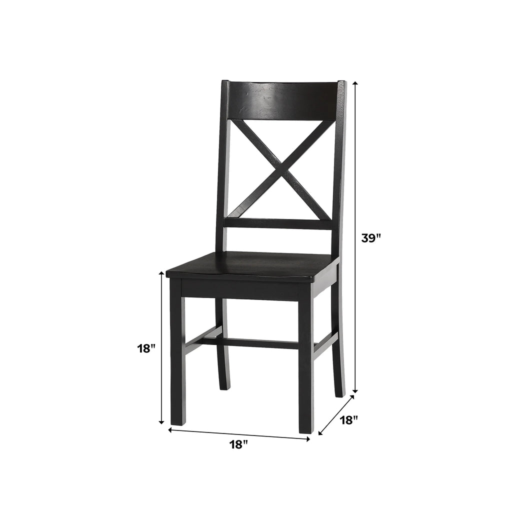 Antique Black Wood Dining Chairs, Set of 2 K828844