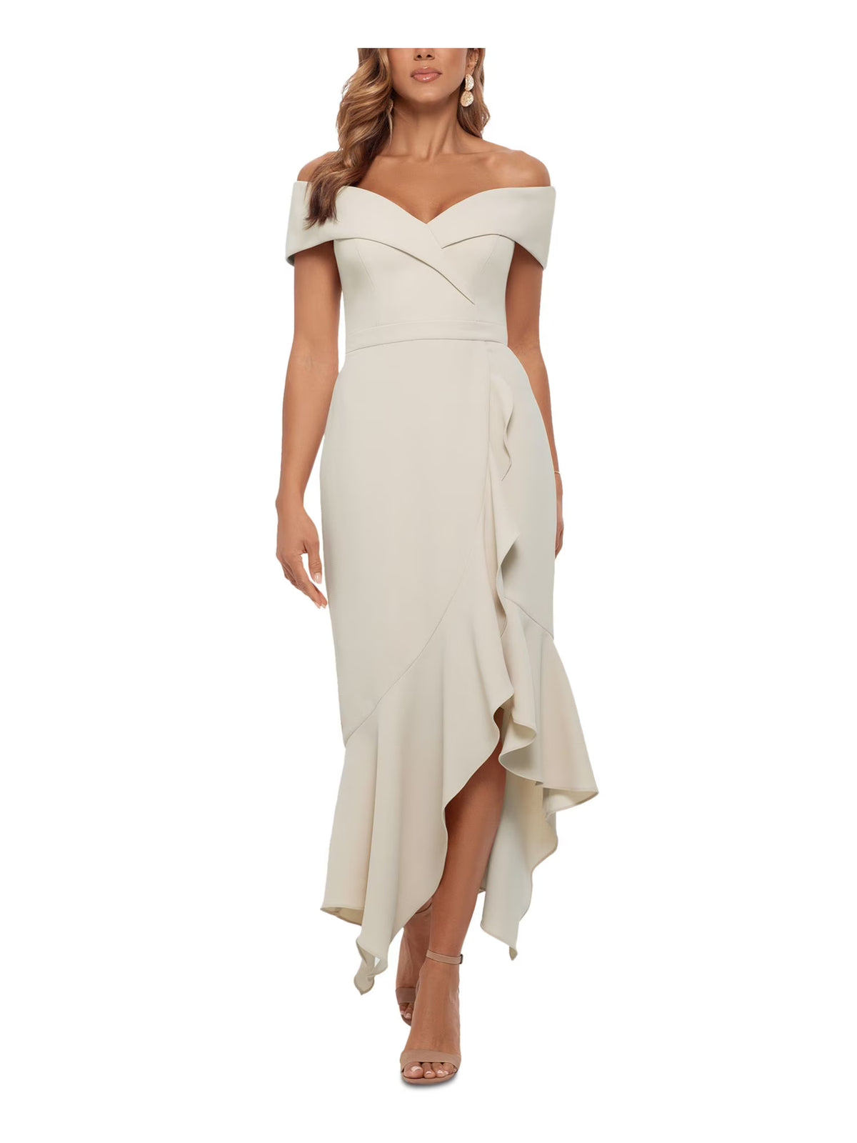 Ivory Off Shoulder Maxi Dress V714