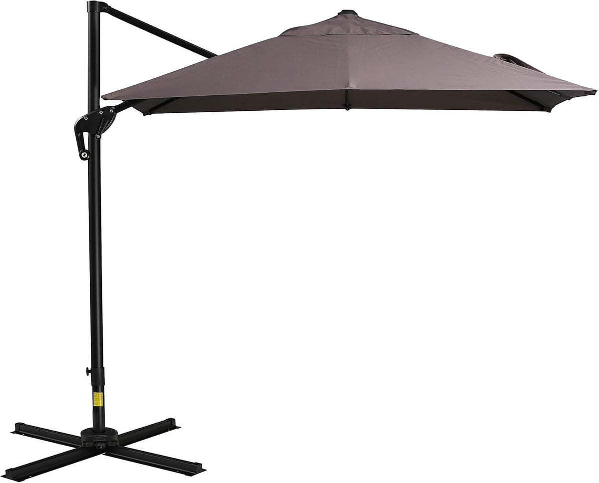 Gray 8ft Square Offset Cantilever Patio Umbrella with Cross Base V368463