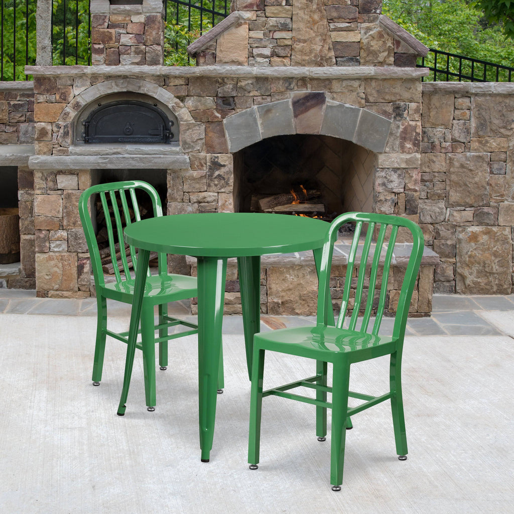 Green Metal Indoor-Outdoor Table Set with 2 Chairs H740