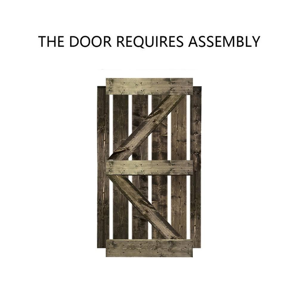 White Stained Wood Sliding Barn Door with Hardware Kit B27152