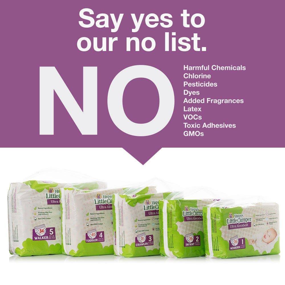 Happy Little Camper Ultra-Absorbent Hypoallergenic Natural Disposable Baby Diapers R32733