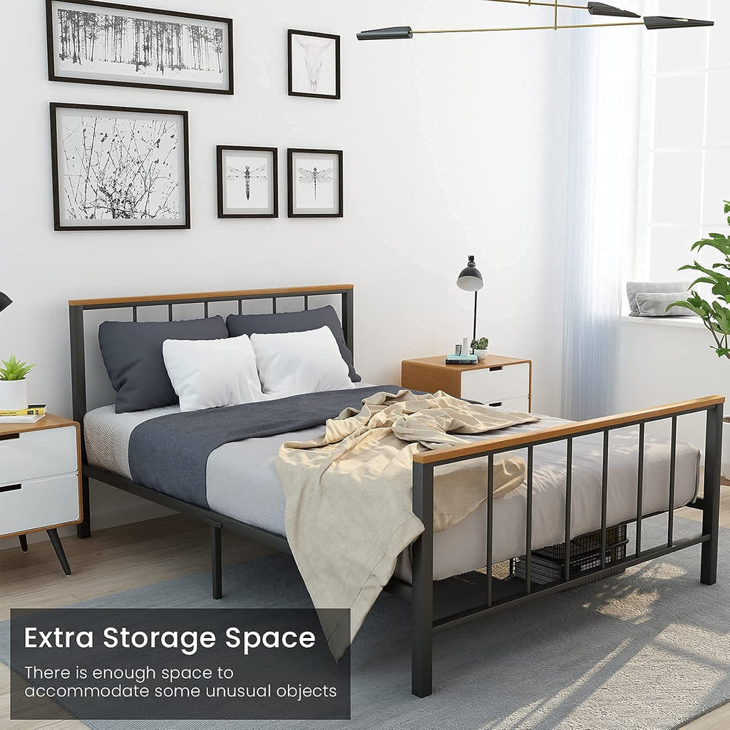 Full Metal Platform Bed Frame with Headboard and Footboard O49310