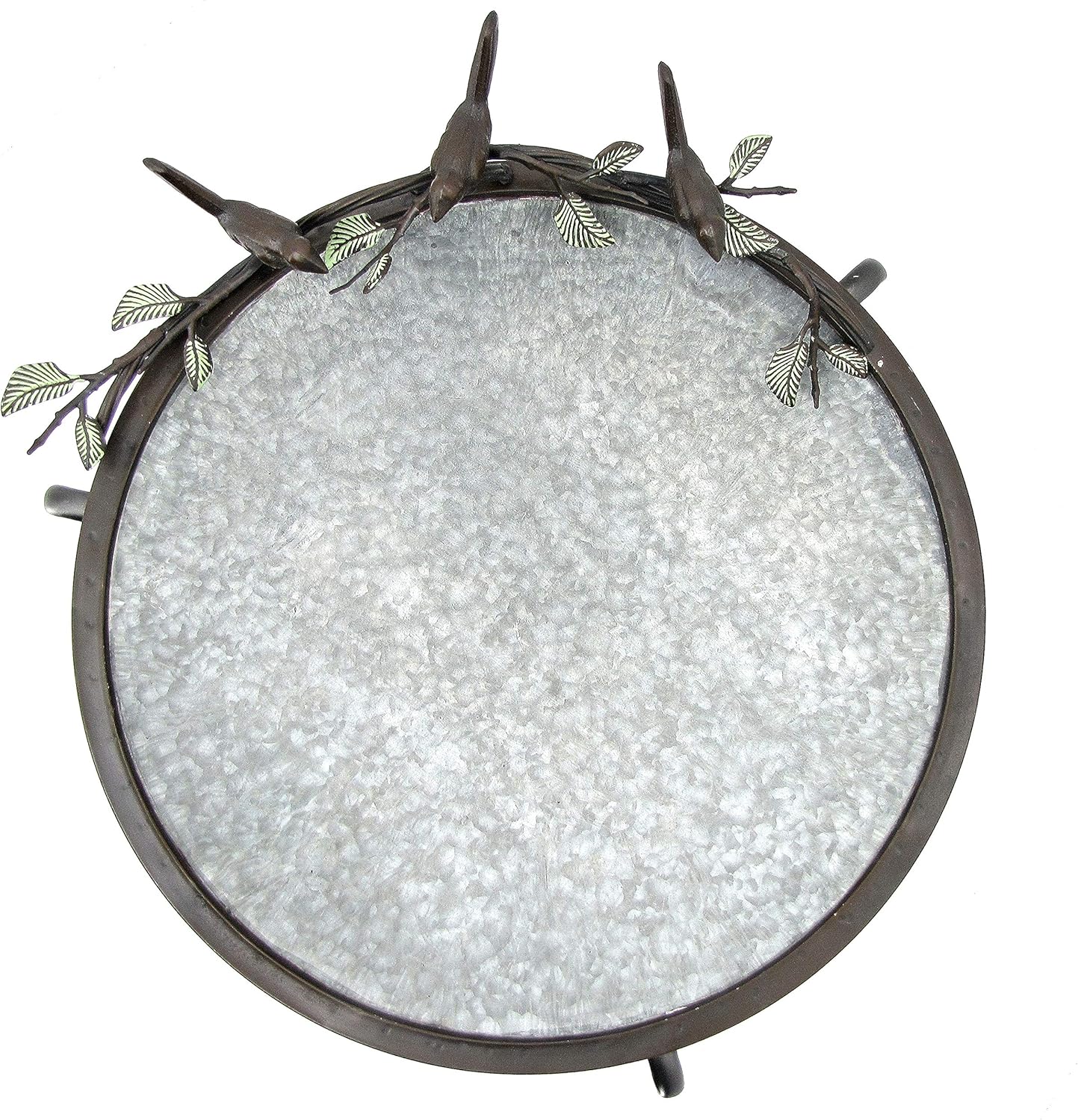 Galvanized Birdbath with Cast Iron Bird Accents X882764