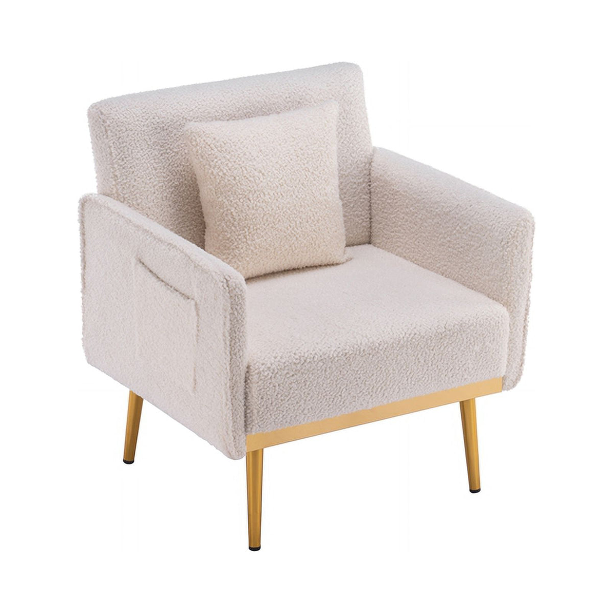 White Velvet Accent Armchair D8327